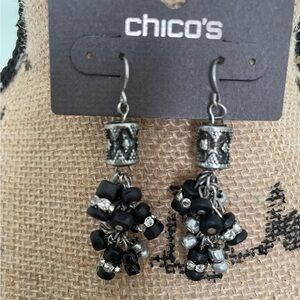 Chico's Black and Silver Cluster Earrings